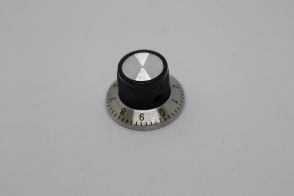 Aluminium Knopf, schwarz/ silber, 37 oder 24 mm, mit Zeiger oder Skala