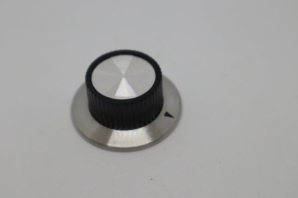Aluminium Knopf, schwarz/ silber, 37 oder 24 mm, mit Zeiger oder Skala