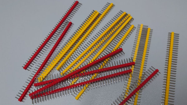 male Pin Header - single row, 40-pin, no angle, 2.54 colored